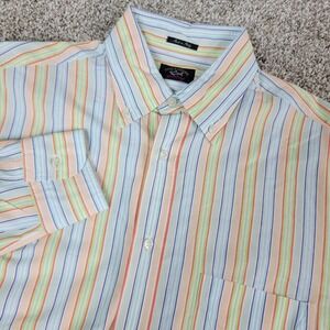 Paul & Shark Yachting Mens Medium Multicolor Striped Button Down Long Sleeve
